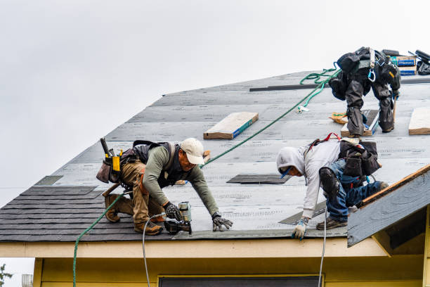 Professional Gutter Installation technician working in Savona, NY